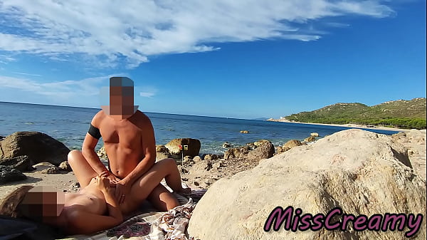 Flashing My Cock In Front Of People In Public Nudist Beach While My Wife Fucking Me With Cumshot - Very Risky With Strangers Near - Misscreamy thumbnail