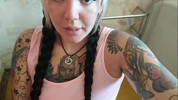 Hot and busty girl next door sucks big dildo while no one is home