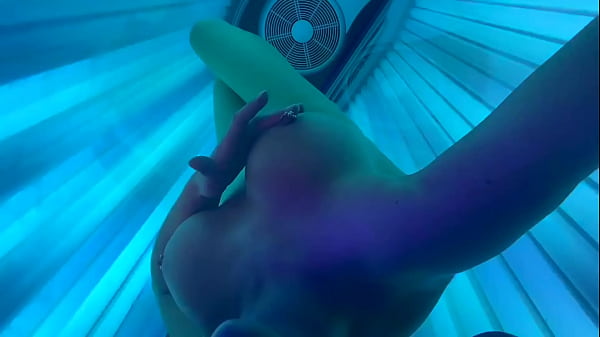 Masturbate and nipples play in sunbathing area studio