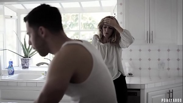 Hot MILFseduces her stepson and joined in a threesome session with teen girlfriend.