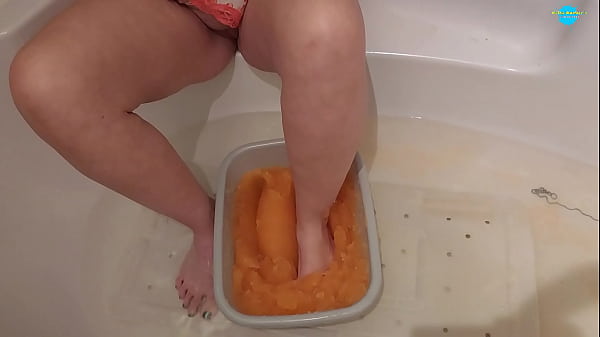 MILF with her feet in slime! 