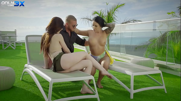 Only3X Lost - Mia Evans and Nilla Black feasting on Chads huge cock (1080) 