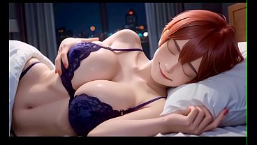 3D AI_HQ Redhead masterbates_on bed Big tits_Firm tits Breast_Expansion POV wSound added