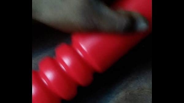 Ribbed red pole destroys my ass 