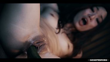 Asian girl mesmerized for futa slave submission hardcore monster porn with cucumber fucking 