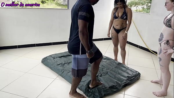 Two Hot Girls Don't Know How To Inflate Their Inflatable Mattress And Ask For Help From A Gifted Man Who Was Walking Down The Street. thumbnail