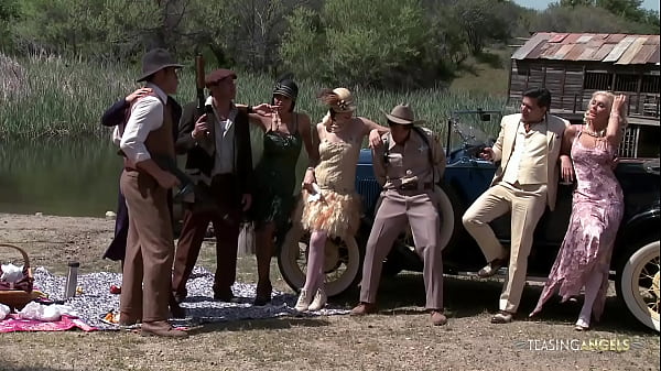 Nothing makes these naughty sluts happier than sucking some big stiff cocks together before getting their pussies fucked outdoor until they all reach orgasms