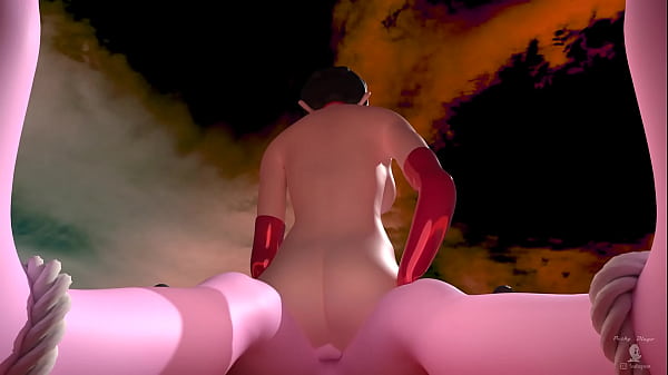 Girl in devil costume grinds furry boyfriend 