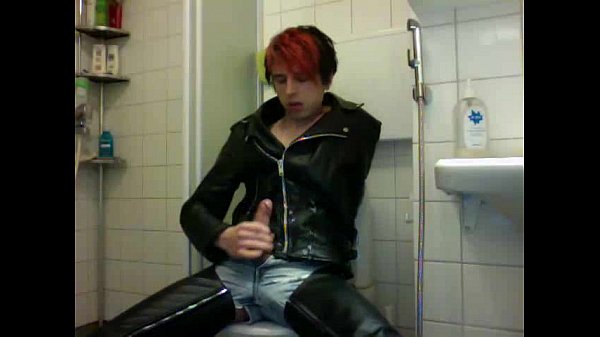 Boy - leather jerk-off