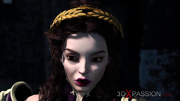 A Raunchy sexy hottie gets fucked by 3d hot shemale in the dark castle 