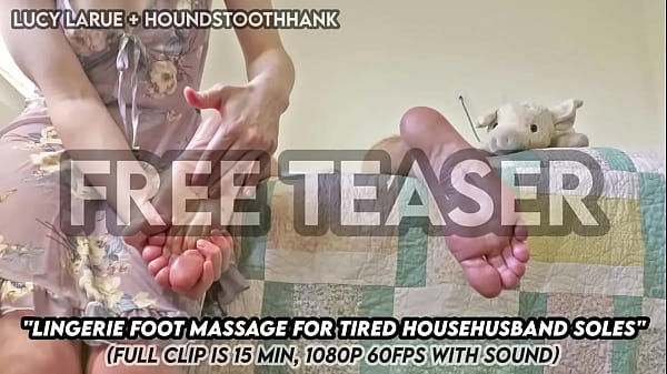 Lingerie foot massage for tired househusband soles
