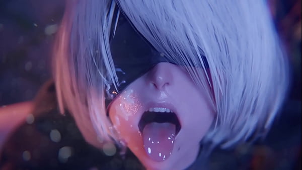 2B y su cara con semen 
