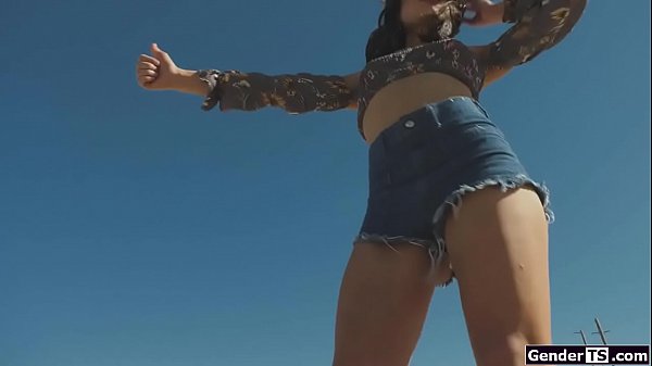 Perky tits tgirl Valentina Mia picked up and taken to a guys motelroom.The trans thanks him by kissing him and he rims and anals the shemale 