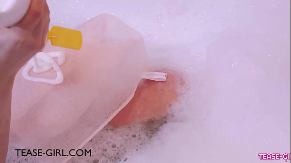 Radiant dark tressed model took a bath 