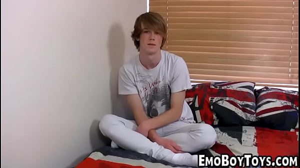 Blonde twink gets naked an jerks-off