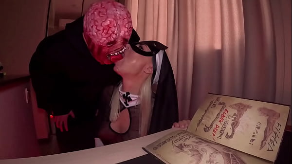 Unholy nun crazywifeslut found the necronomicon book and summoned the anal demon 