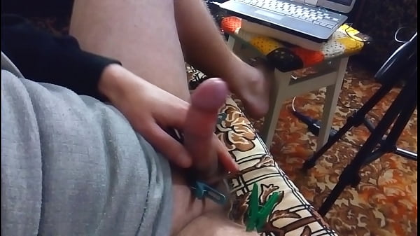 rough solo cock handjobon camera in bdsm style with_cumshot and cock juices