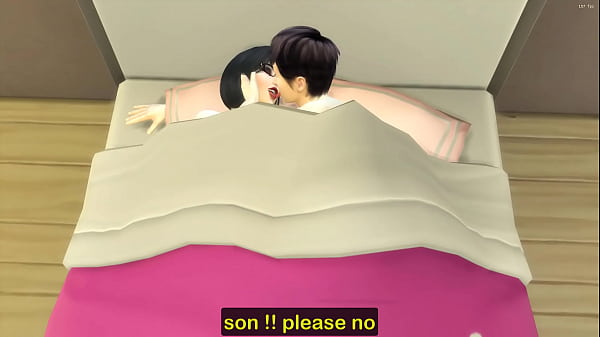 Asia stepmom helping stepson and let him touch her under the covers 