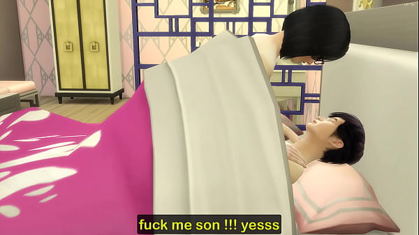 Japanese Step-mom and virgin step-son share the same bed at thehotel room on abusiness trip