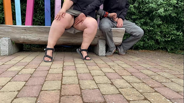 Milf knows how to jerk off cock outdoors
