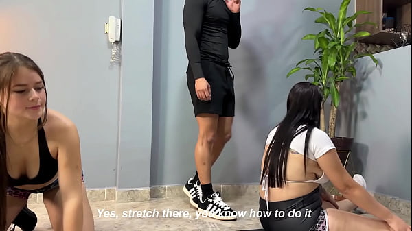 Yoga teacher gives his students a special treat with his big cock in their tight pussies