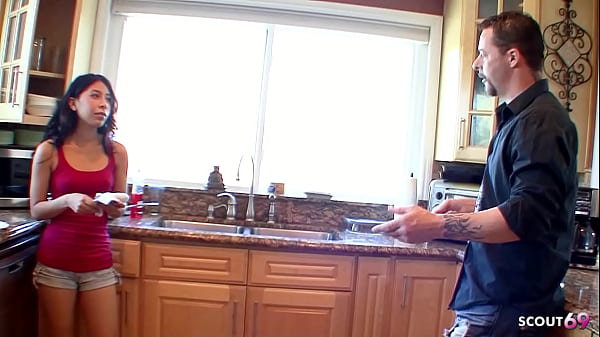 SkinnyStep Daughter with small Tits seduce Big Dick older Guyto Cheating Fuck when home alone