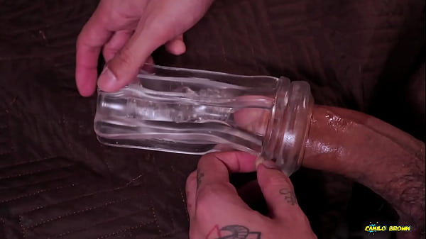Play MP4 - Big Hairy Cock Daddy Fucking a Transparent Fleshlight and Filling It with Cum