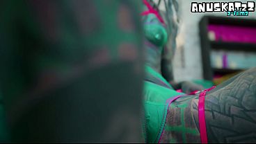 Heavily tattooed girl takes on anal toys solo lingerie 