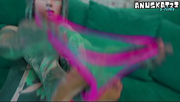 Heavily tattooed girl takes on anal toys solo lingerie