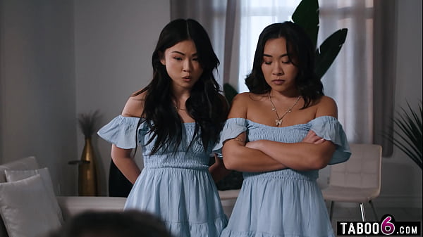 Play MP4 - Asian teen step daughter twins share step dad his big cock