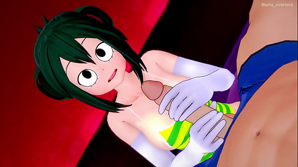 Tsuyu_Asui quiere aprender a_hacer una paja rápida viste su_apretado_bañador versión adulta