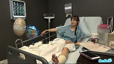 Public sex hospital handjob cumshot caught