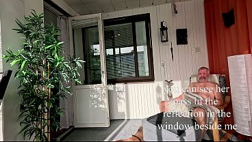 Master M.s property nude in full wiew for neighbors to see with a bit of risk for him 