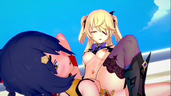 Genshin Impact - Xiangling and Fischl Lesbian Sex [3DHentai, 4K, 60FPS,Uncensored]