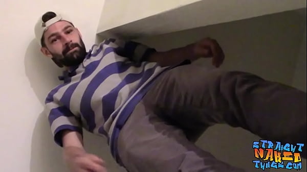 Bearded thug masturbating and moaning 