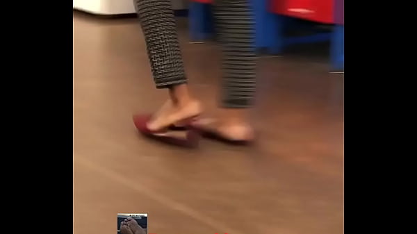 Slim ebony feet soles flopping 