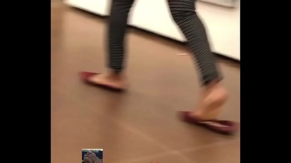 ebony soles walking in slippers