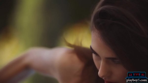 Slender brunette model Katrine Pirs_bikini striptease