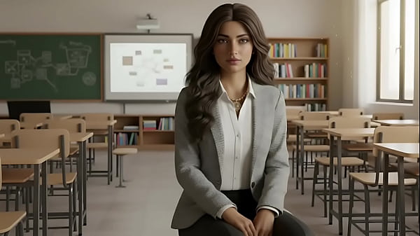 Teacher apni 18 saal ki student ko class ke baad desk par chodta hai. Pehle kiss, phir blowjob, phir sex." 