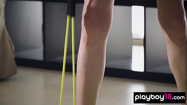 Petite blonde ukrainian Gerda Rubia introduces her tiny_tits during workout