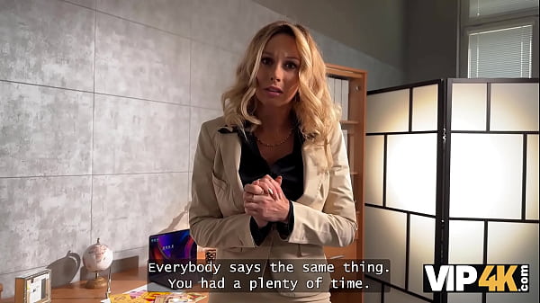 Play MP4 - VIP4K&period; Busty blonde Karina King used her big fake boobs to pay her debt off