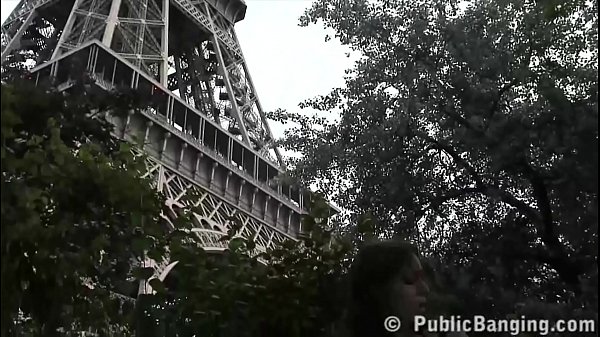 Extreme sex by the Eiffel Tower in Paris France with a_pretty girl_and 2 guys