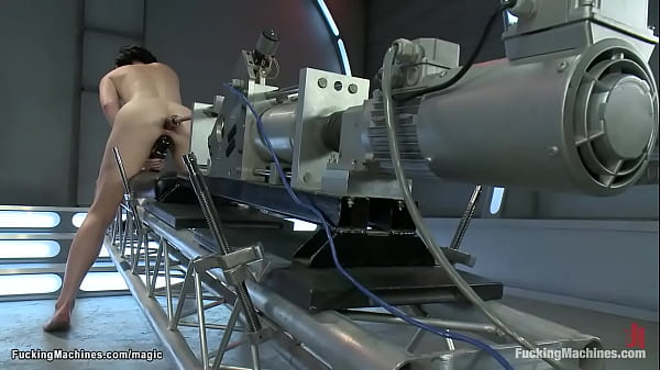 Hot ass petite brunette babe Veruca James straddles bench and gets huge fucking machine in the ass then fucks in pile driver position 