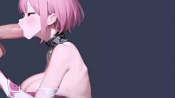 Play MP4 - Sakura-Like Pink-Haired Anime Girl Gives Sloppy Deepthroat to Huge&comma; Hairy Cock - Loop