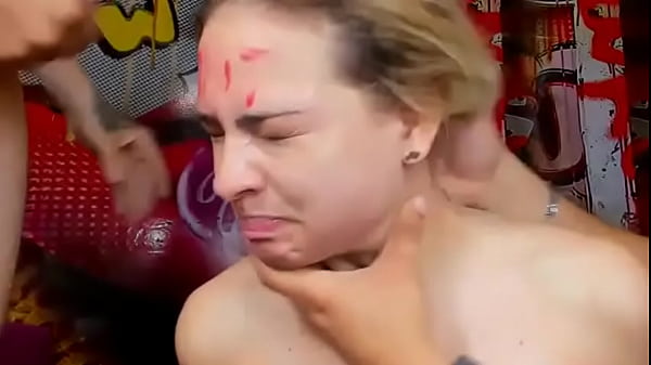 Blonde gets slapped and her throat fucked rough