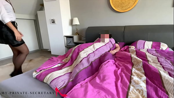 business woman intense quickie before office work with cum swallow on her cute boobs 