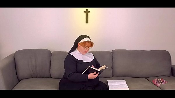 Redhead nun fucks jesus cross after bible study