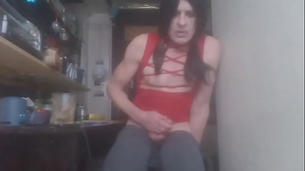 Futanari Wannabe: Bitch worships big black dildo 