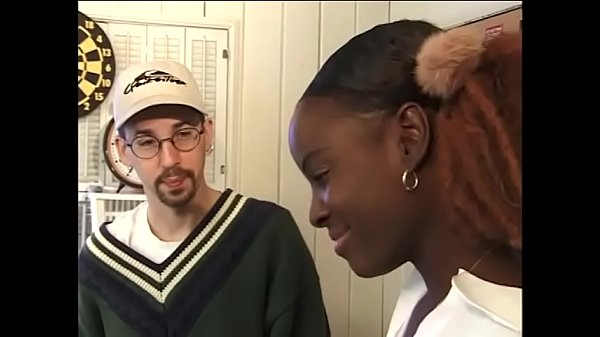 Play MP4 - Chocolate skin babe gets hardcore threesome with two white dicks