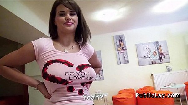 Huge tits brunette banged in public bar pov 